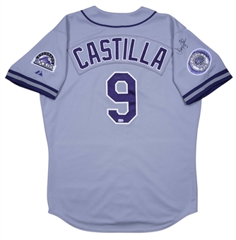2013 Vinny Castilla Game Used & Twice Signed Colorado Rockies Throwback Jersey (MLB Authenticated & Beckett)